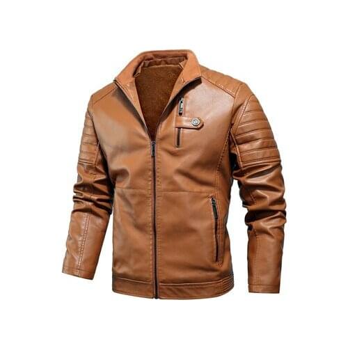 Mens PU Jacket Winter Mens Outwear Fleece Motorcycle Leather Coats Fashion Biker Vintage Faux Leather Jackets Clothing