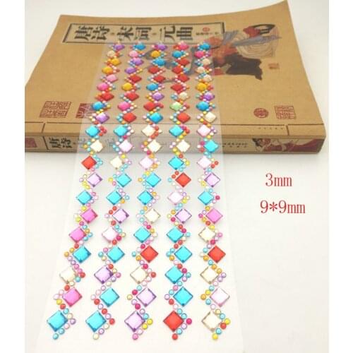 Square Clear Rhinestone Sticker Round Flatback Acrylic Stickers Self-Adhesive Paste DIY Nail Art Phone Case Decoration