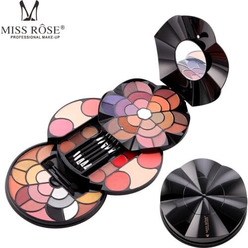 MISS ROSE 57 Colors Petal Makeup Tray 43 Color Eye Shadow 4 Color Eyebrow Powder Blush Lipstick 2 Color Powder Cosmetic Case