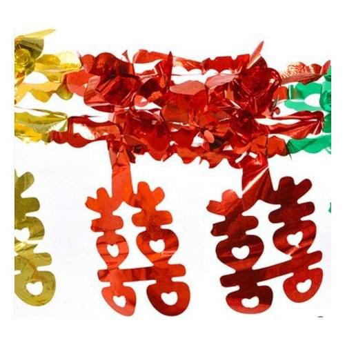 Marriage celebrate the marriage wedding wedding room decoration real ribbon new wedding full red garland on colorful characters