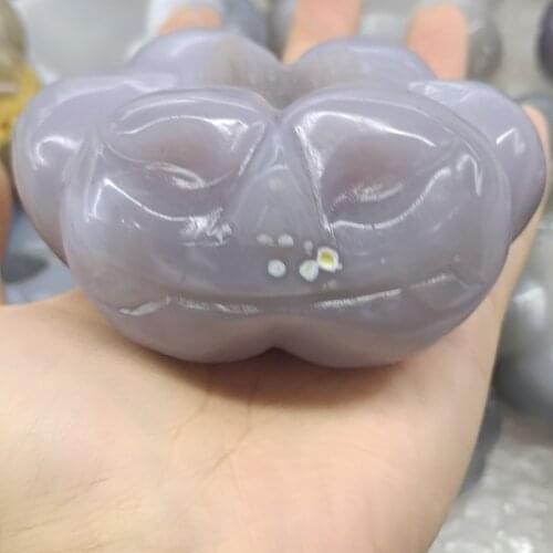 1pc Natural agate geode Stone Crystal hole pumpkin smiling face Crystal Carving smile face Furnishing Articles