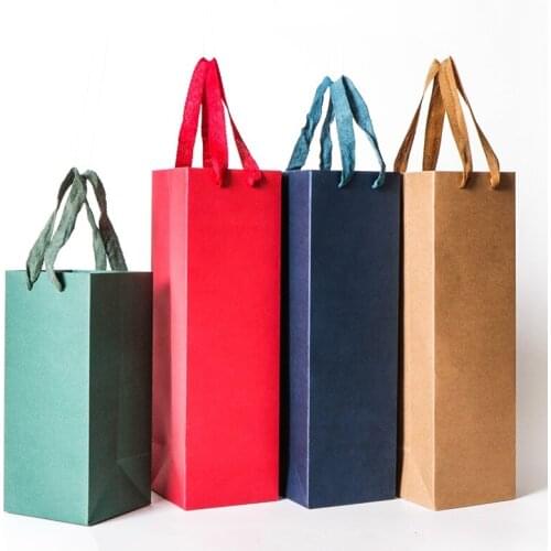 2018 new creative packaging bags paper gift box with string for red wine oil champange bottle carrier gift holder wine packing