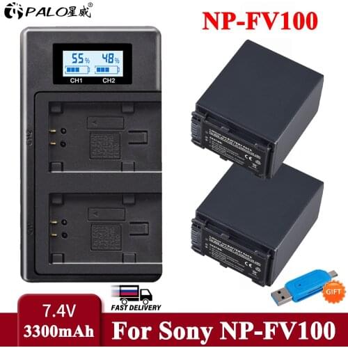 NP-FV100 NPFV100 NP FV100 Camera Battery for Sony Sony NP-FV30 NP-FV50 NP-FV70 SX83E SX63E FDR-AX100E VG30E + LCD USB Charger