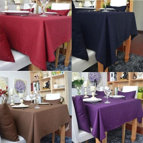 Solid Color Cotton Linen Rectangle Tablecloth Home Dinner Coffee Table Cloth Xmas Wedding Party Decor Cover
