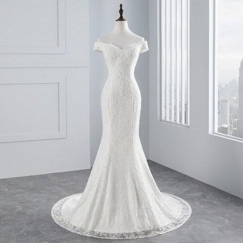 Real photo new style boat neck beautiful lace wedding dress 2020 for wedding Vestido de noiva Mermaid wedding dress