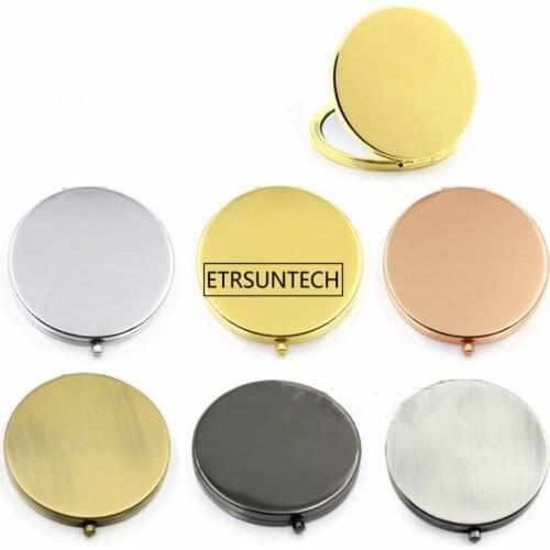 50pcs 7cm Portable Pocket Mini Makeup Mirror Ladies Girls Hand Cosmetic Mirror Fashion Double-Side Folde Compact Mirrors F2502
