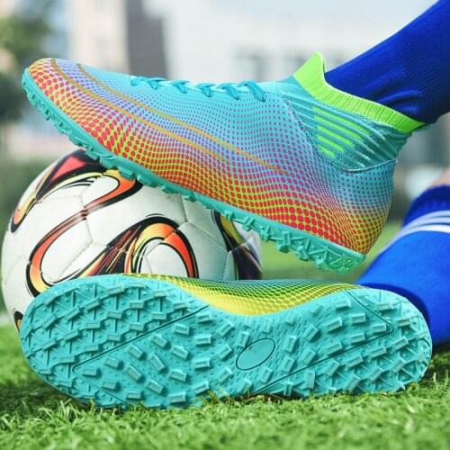 R.xjian brand turf black mens football shoes childrens splint training football shoes high ankle sports shoes size 33-46