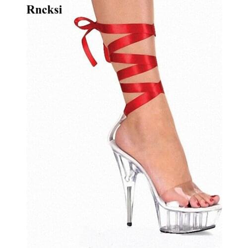 Rncksi New Clear 6 Inch High Heel Platform Sandals 15cm High-Heeled Platform Shoes Sexy Dance Shoes Sandals Performance Shoes