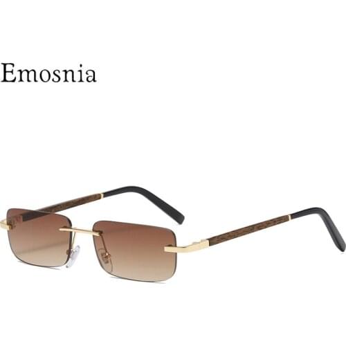 2021 Small Rectangle Rimless Sunglasses Women Men Trendy Luxury Design Sun Glasses Frameless Lens Metal Eyewear Unisex UV400