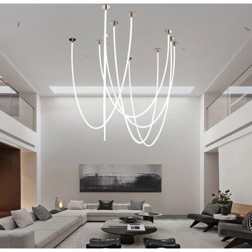 Modern led chandelier silicone lamp with 360-degree light-emitting living room restaurant sales department hotel lobby office ex