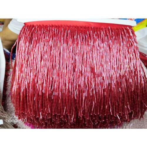 Hot pink High quality top selling beaded Fringe Ribbon Trim Fringe Tassel Lace Trim BZL-10196 for Clothing Decoration