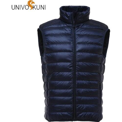 UNIVOS KUNI 2019 New Autumn Winter Fashion Casual Men Jacket Vest 90% White Duck Down Windproof Warm Men Down Vest Plus 3XL J299