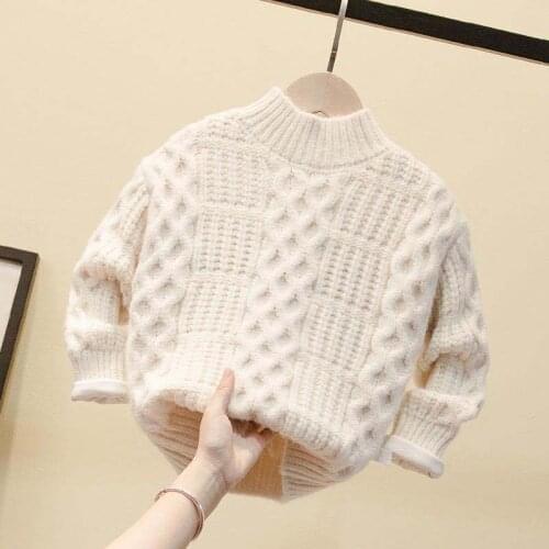 Vintage Knitting Spring Autumn Winter Sweater Baby Boys Kids Childrens Warm Plus Velvet Thicken Top High Quality
