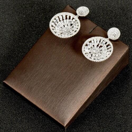 HIBRIDE Unique Round Shape Women Bridal Drop Earrings AAA Cubic Zirconia Dangle Earring Party Accessories bijoux femme E-992