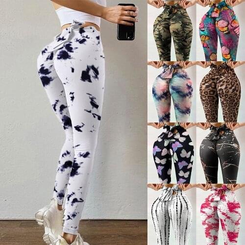 Womens fitness high-elastic sweat-absorbent digital printing bowknot rope tight-fitting high-waist yoga pants leggings 2021 New