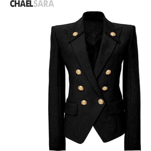 OL Casual Double Breasted Women Blazer Jacket Notched Collar Female Jackets Fashion Suits Outwear 2019 Spring Autumn Coat