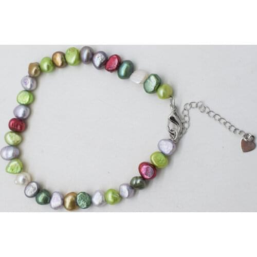 New Fashion contracted freshwater pearl multicolor baroque bracelet nature wholesale 6-7MM 7.5" beads