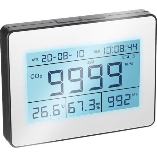 LCD Data Logging Carbon Dioxide Detector with CO2 Concentration Air Temperature Humidity Barometric Pressure Detection Calendar
