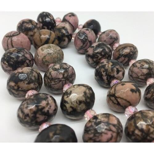 13x18mm Natural Black Line Rhodonite Crystal Multifaceted Gemstone DIY Beads Jewelry Bracelet Necklace Pendant Decoration Gift