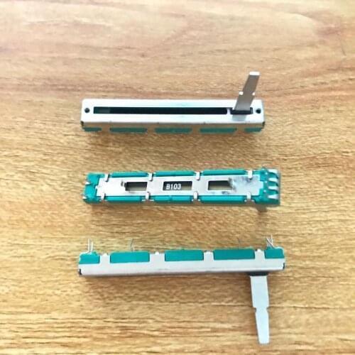 20pcs Mixer fader straight sliding volume potentiometer B10K long 60MM stroke 45MM handle high 20MM dual channel