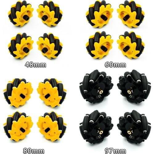 48mm 60mm 80mm 97mm High Hardness Plastic Mecanum Wheel Omni-Directional for TT Motor Smart Robot Car with 6mm hubs