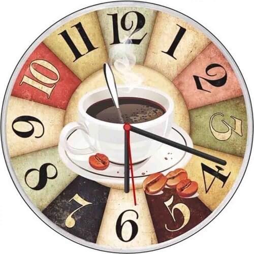 5D Diy Diamond Painting Full Round Drill New Arrival Coffee Clock Handmad Mosaic Diamond Embroidery decorations Home Decor