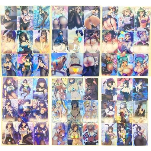 72pcs/set ACG Sexy School Bunny Girl In Black Silk Swimsuit Toys Hobbies Hobby Collectibles Game Collection Anime Cards