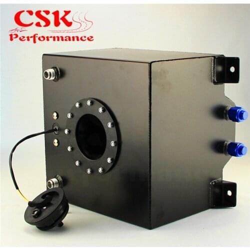 5 Gallon 18.8L Black Coated Aluminum Racing Drift Fuel Cell Tank + Level Sender