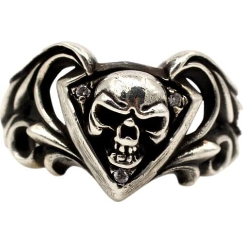 BOCAI 2021 New Gothic Skull Ring for Man Handmade S925 Silver Retro Engraved Fashion Personality Man and Woman Rings