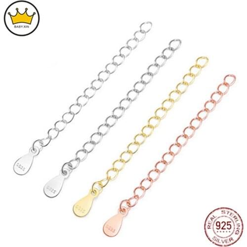 5PCS 925 Sterling Silver 5cm Extension Chain suit for Necklace Bracelet Anklet Fine Jewelry Findings jewelry making supplies