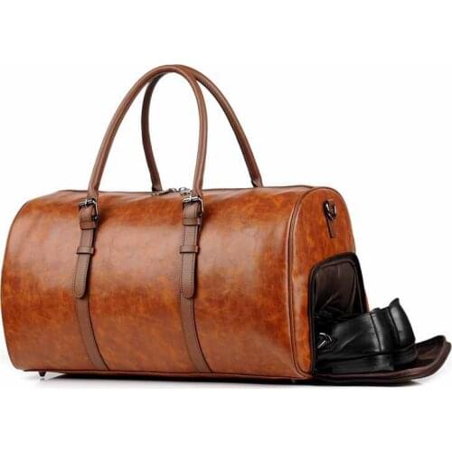 Travel bag handbag sports bag fitness bag business trip large capacity shoulder luggage bag travel bag retro crazy horse leather