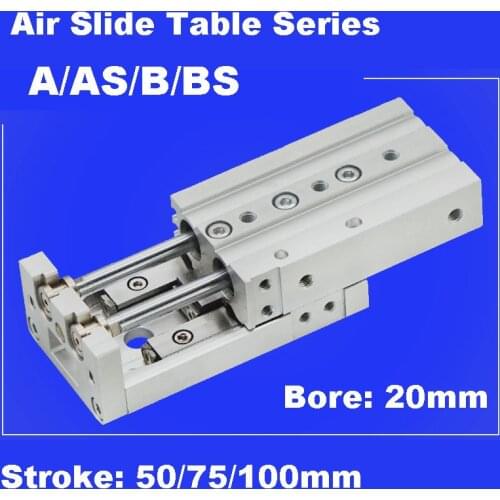 GOGO bore 20mm stroke 50/75/100mm MXS A/AS/AT/B/BS/BT smc type Pneumatic Dual Shaft Guided Linear Cylinder Slide Table