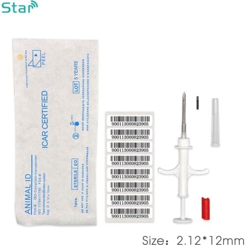 2.12x12mm injector FDX-B ISO11784/5 RFID implant chip syringes Animal microchip for pets dog cat farm horse veterinary clinic