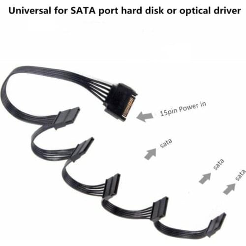 Molex 4Pin IDE 1 To 5 SATA 15Pin Hard Drive Power Supply Splitter Cable Cord For DIY PC Sever 4-pin To 15-pin Power 60CM