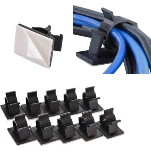 10Pcs/lot Cable Cord Adhesive Fasteners Clips Organizer Clamp Mounting Range Wireless Cable Clips Wire Holder