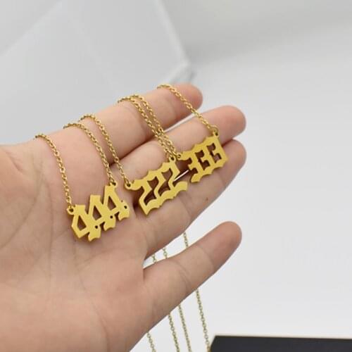 Fashion Simple Number Nameplate Necklaces For Women Stainless Steel Jewelry Couple Pendants Choker Neck Chain Birthday Gifts