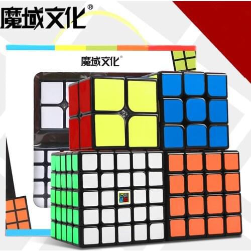 MOYU Mofangjiaoshi 4pcs/Set 2x2 3x3 4x4 5x5 Black Sticker Magic Cube Speed Puzzle Gift Box Toys For Kids Birthday Gift