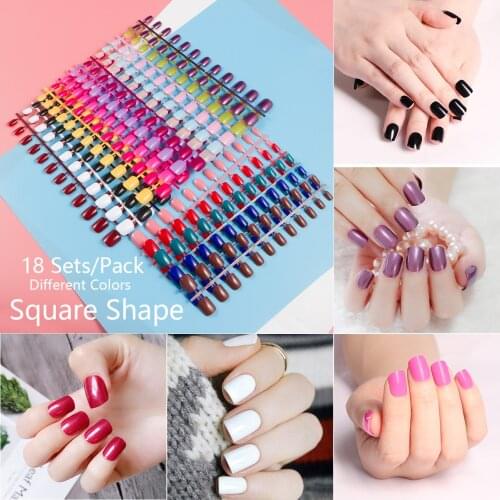 432pcs/pack Mixed 18 Colors Full Cover Stiletto Nails Almond Fake Nails Acrylic mountain peak Sharp Ending False Nail Art Tips