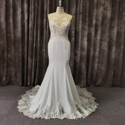 Real Picture New Exquisite Garden Wedding Dress Sleeveless Applique Lace Mermaid Bridal Gowns