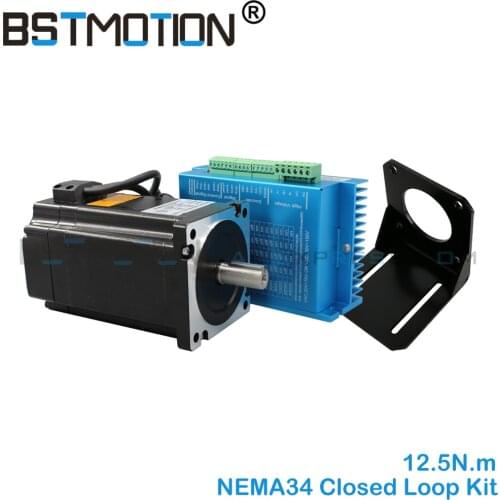 Nema 34 closed loop 12.5N.m Stepper Motor Kit Hybird Servo Driver HB860H + 86HB250-156B 86 NEMA34 Bracket