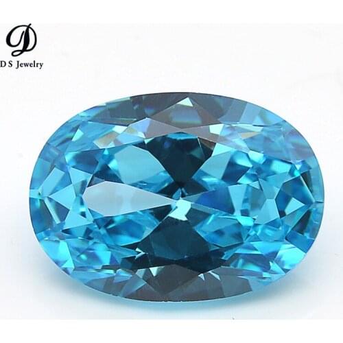 Wholesale Zircon 10x14mm Oval Shape Middle Blue Lab Created Cubic Zirconia Loose CZ Stone Gems For Jewelry