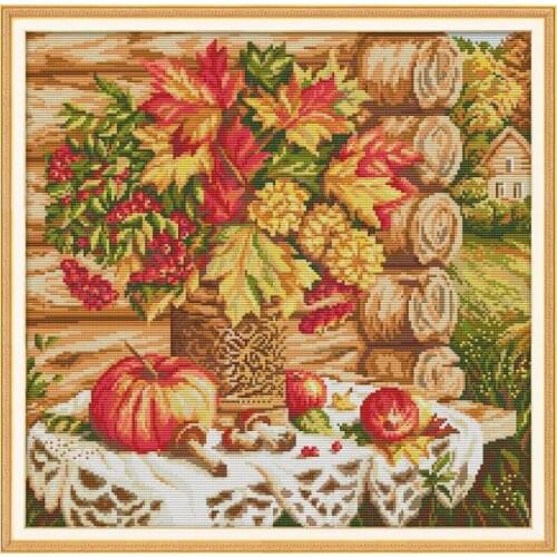 Autumn harvest bouquet cross stitch 14CT 11CT Chinese embroidery Kits DIY floral pattern embroidery set home decoration painting