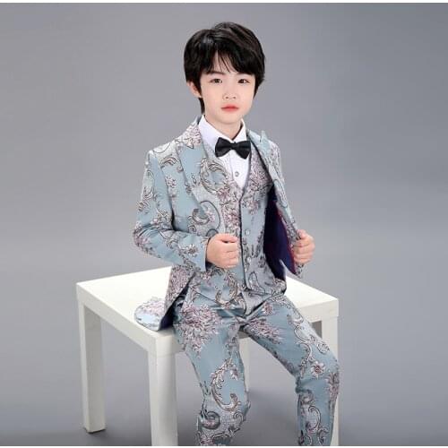 Boys' dresses childrens performance clothes English style piano Tuxedo Dress foreign style flower childrens show suit 110-160