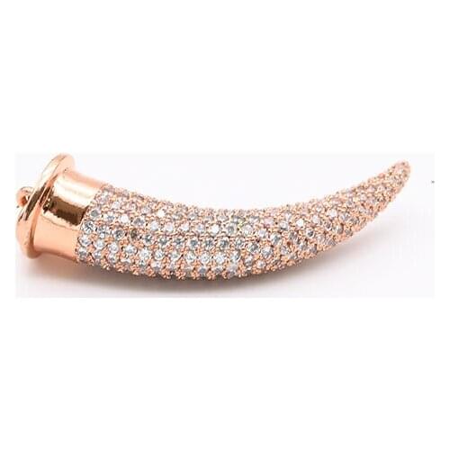29mm Womens High Quality Rose Gold CZ CRYSTAL RAM horn pendant