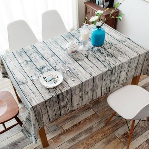 Tablecloth Rectangular Wood Grain Decor Tablecloth Cotton Linen Party Table Cloth Rectangular Dining Table Cover Kitchen Mat
