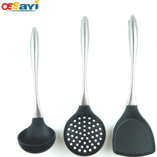 Silicone Non-Stick Turners Colanders Tablespoons Long Handle Kitchen Utensils Heat Resistant Kitchen Cooking Shovel Gadgets
