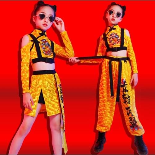 Hip Hop Dance Costumes Girls Catwalk Jazz Performance Clothing Modern Outfit Children Cheerleaders Street Dancing Wear DNV12989
