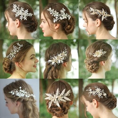Hair Accessories For Women Tiara Headband Wedding Hair Accessories Bridal Hair Comb Clip Headband Pearl Rhinestone Flower