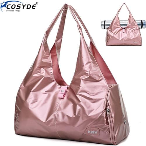 Waterproof Sport Bag For Fitness New Pink Travel Bags Workout Hand Luggage Bag Training Gym Bag Oxford Big Women Yoga Mat Bag