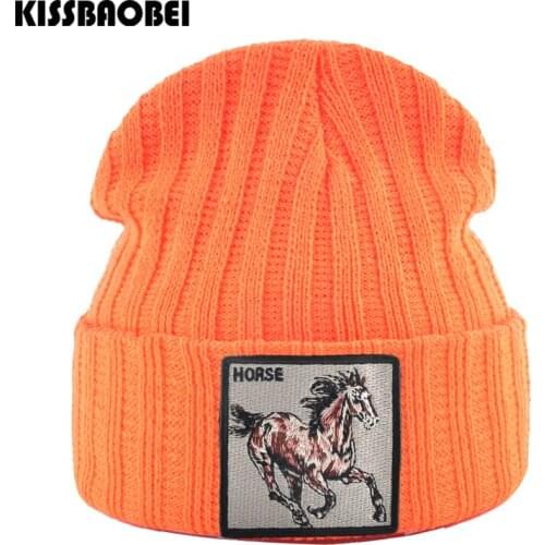 Animal Embroidery Knitted Hats For Men Skullies Beanies Women Thick Warm Cap Knit Caps Women bone masculino Unisex Hip Hop Hat